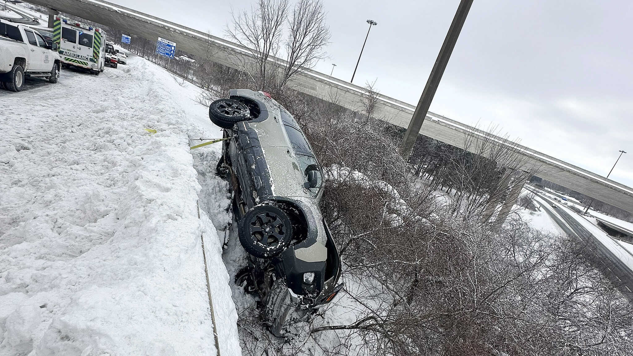 driver rescued highway ontario